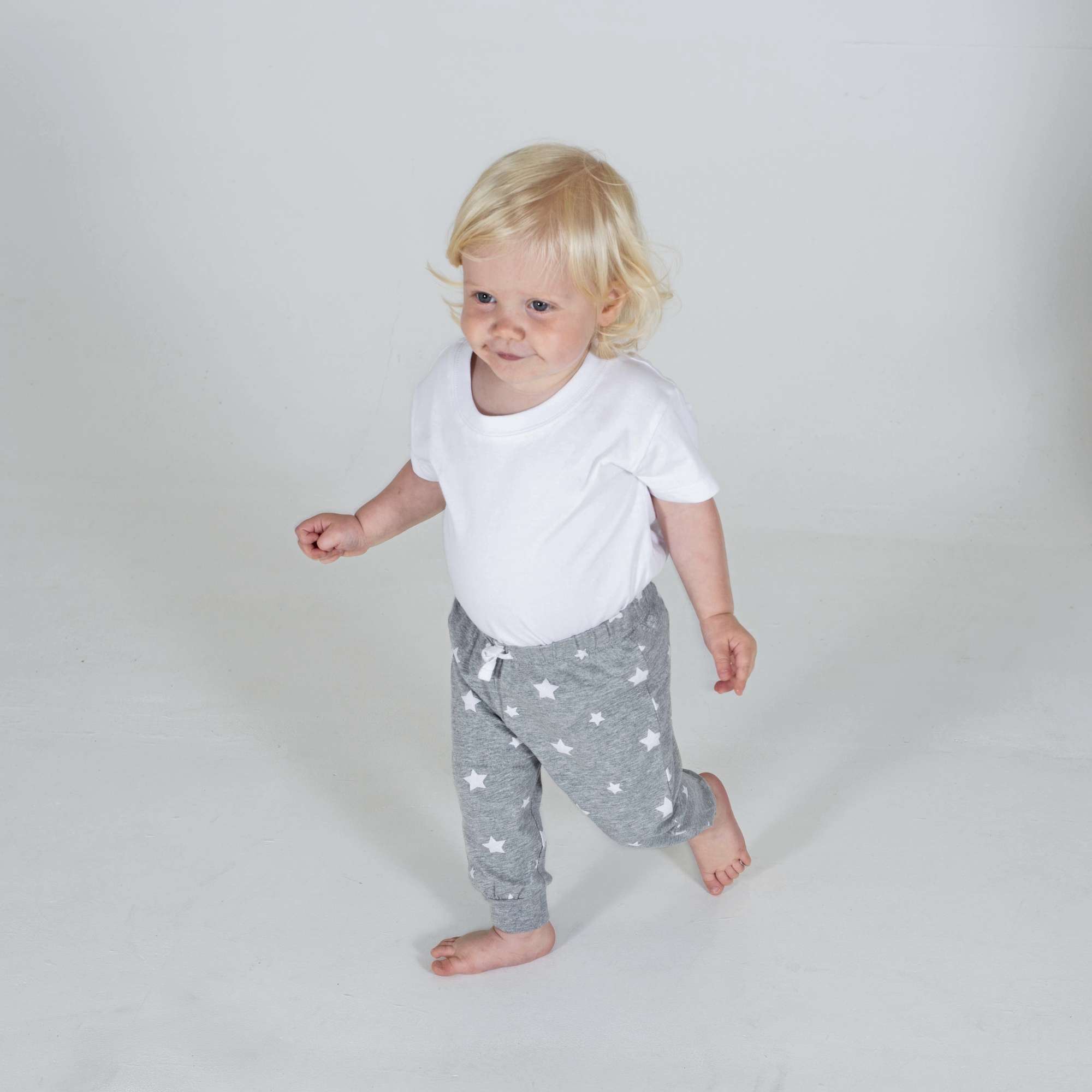 Larkwood Baby Lounge Pants Heather Grey/White Stars 6/12 Monate (LW085)