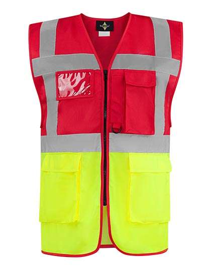 Korntex CO² Neutral Multifunctional Executive Safety Vest Hamburg Red/Yellow M (KX810)