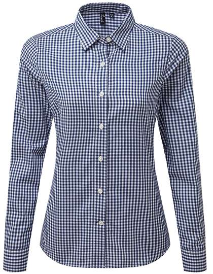 Premier Workwear Women´s Maxton Check Long Sleeve Shirt Navy (ca. Pantone 533C)/White L (PW352)