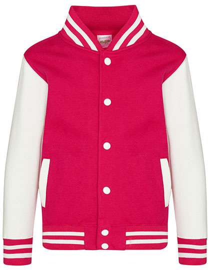 Just Hoods Kids´ Varsity Jacket Hot Pink/White 3/4 (XS) (JH043K)