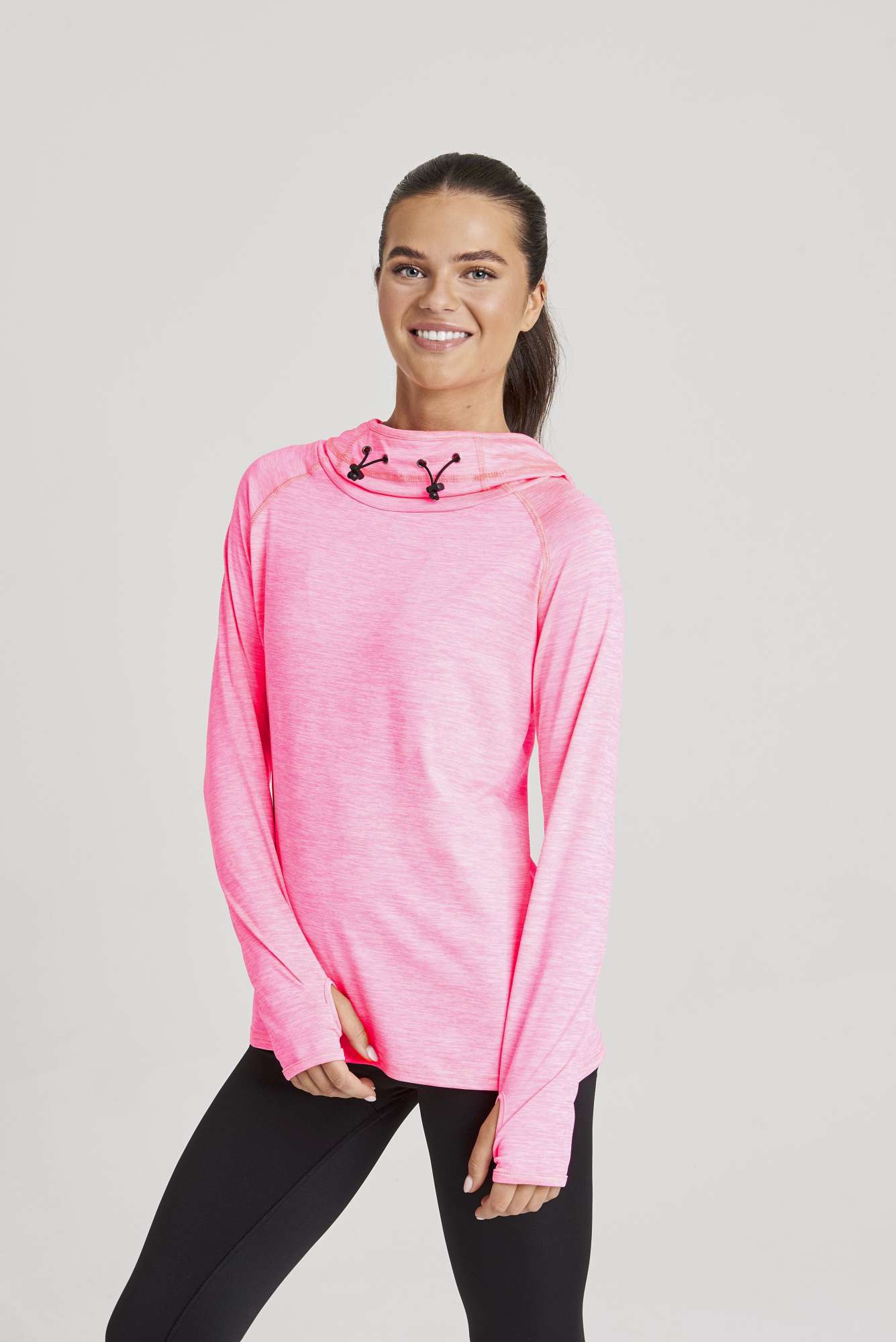 Just Cool Women´s Cool Cowl Neck Top Electric Pink Melange L (JC038)