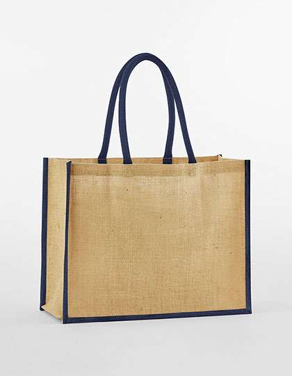 Westford Mill Natural Starched Jute Classic Shopper Natural/Navy 42 x 33 x 19 cm (WM470)