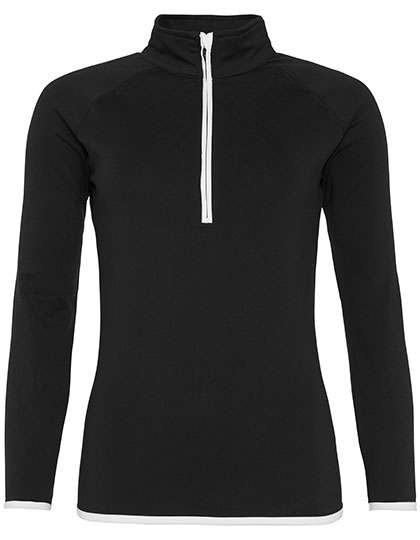 Just Cool Women´s Cool 1/2 Zip Sweat Jet Black/Arctic White XL (JC036)