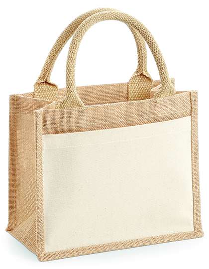 Westford Mill Cotton Pocket Jute Gift Bag Natural 26 x 22 x 14 cm (WM425)