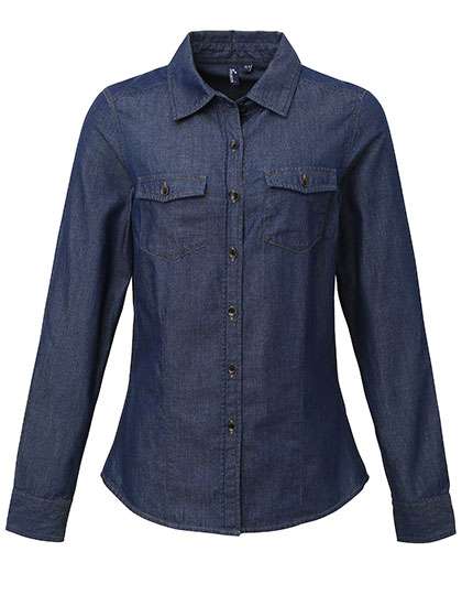 Premier Workwear Women´s Jeans Stitch Denim Shirt Indigo Denim (ca. Pantone 2767C) XS (PW322)