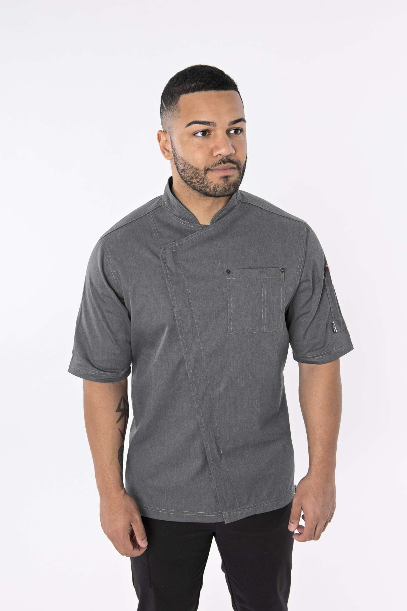 Le Chef Unisex Asymmetric Jacket Grey XS (LF129)