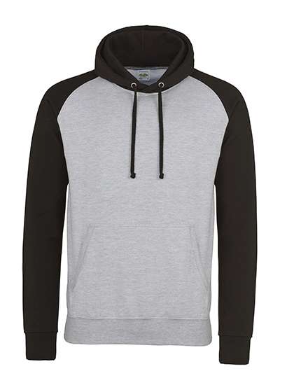 Just Hoods Baseball Hoodie Heather Grey/Jet Black XXL (JH009)