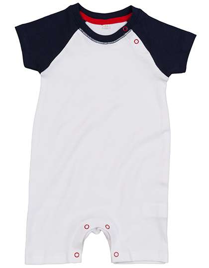 Babybugz Baby Baseball Playsuit White/Navy 3-6 Monate (BZ41)