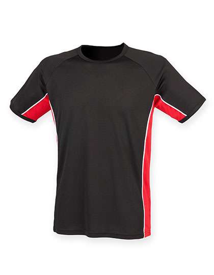 Finden+Hales Performance Panel T-Shirt Black/Red XL (FH240)