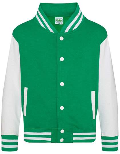 Just Hoods Kids´ Varsity Jacket Kelly Green/White 7/8 (M) (JH043K)