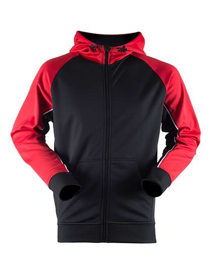 Finden+Hales Panelled Sports Hoodie Black/Red XL (FH340)