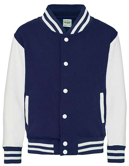 Just Hoods Kids´ Varsity Jacket Oxford Navy/White 3/4 (XS) (JH043K)