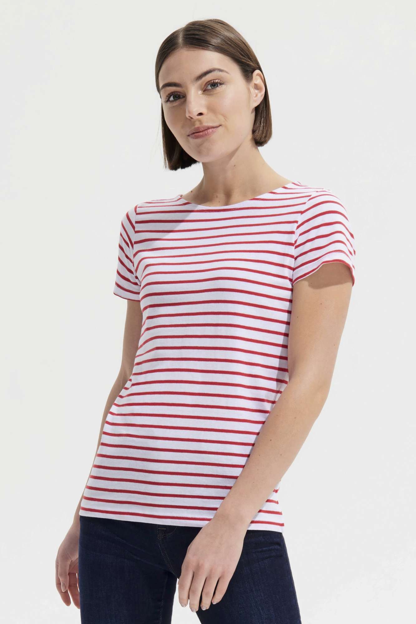 SOL´S Women´s Round Neck Striped T-Shirt Miles White/Navy M (L01399)