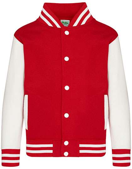 Just Hoods Kids´ Varsity Jacket Fire Red/White 5/6 (S) (JH043K)