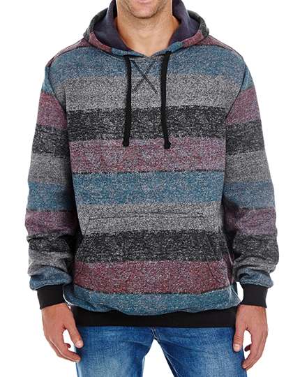 Burnside Printed Striped Marl Pullover Red - Black (Striped) L (BU8603)