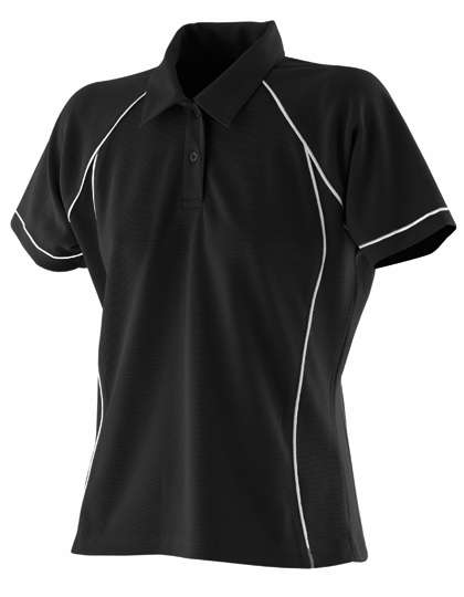 Finden+Hales Ladies´ Piped Performance Polo Black/White XL (FH371)