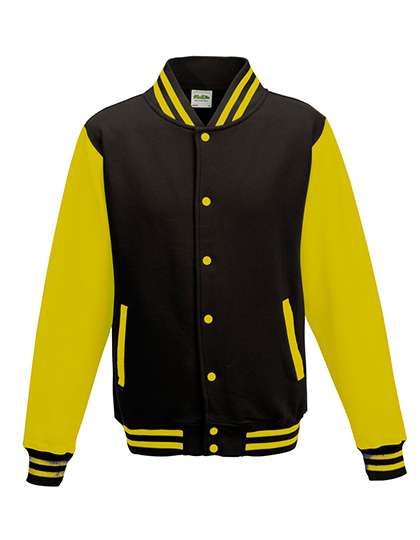 Just Hoods Varsity Jacket Jet Black/Sun Yellow XL (JH043)