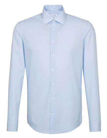 Seidensticker Men´s Shirt Slim Fit Check/Stripes Long Sleeve Striped Light Blue - White 43 (SN693600)