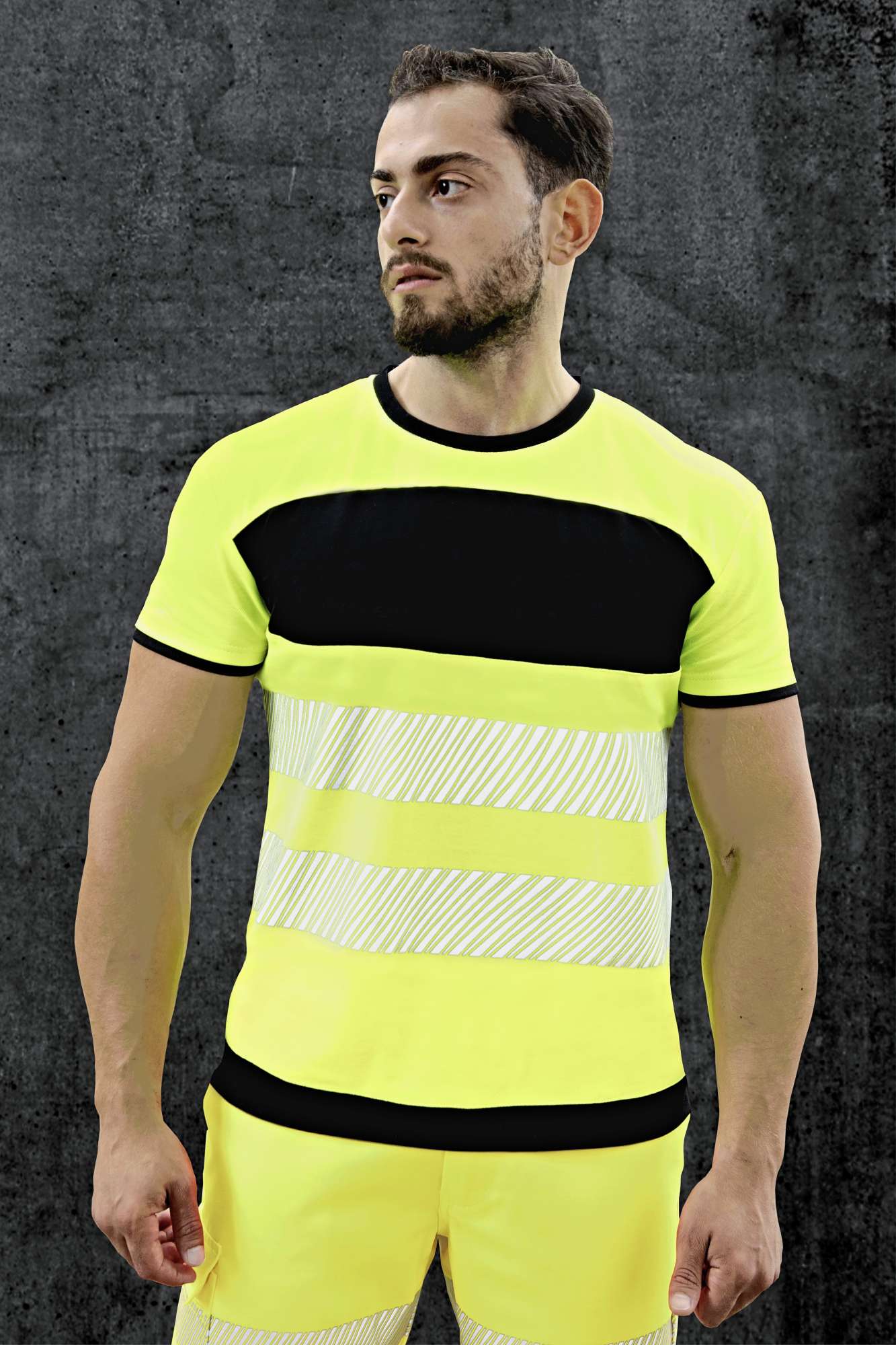 Korntex EOS Hi-Vis Workwear T-Shirt With Printing Area Signal Yellow/Black 3XL (KX1000)