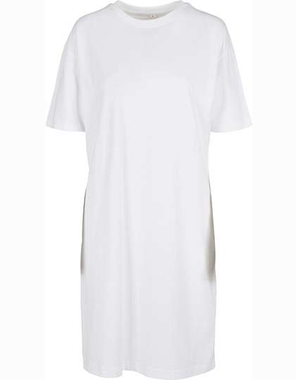 Build Your Brand Ladies´ Organic Oversized Slit Tee Dress White XL (BY181)