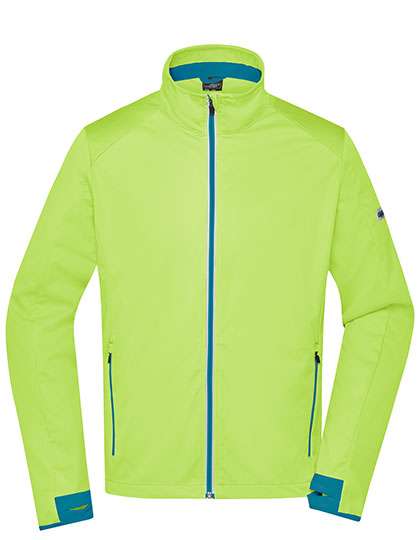 James&Nicholson Men´s Sports Softshell Jacket Bright Yellow/Bright Blue L (JN1126)