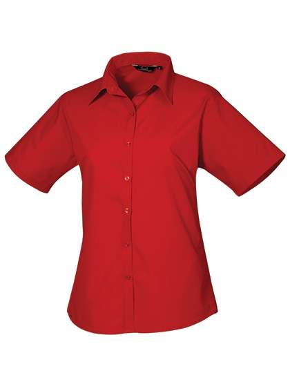 Premier Workwear Women´s Poplin Short Sleeve Blouse Red 42 (L/14) (PW302)