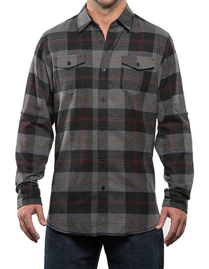 Burnside Woven Plaid Flannel Shirt Black - Steel (Checked) S (BU8210)