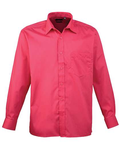 Premier Workwear Men´s Poplin Long Sleeve Shirt Hot Pink 48 (19) (PW200)