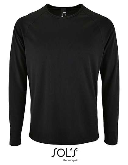 SOL´S Men´s Long Sleeve Sports T-Shirt Sporty Black XXL (L02071)