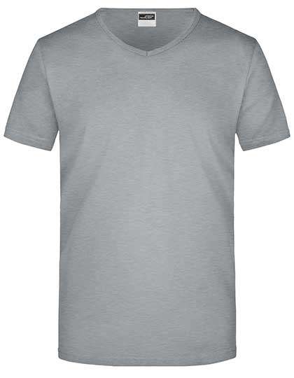 James&Nicholson Men´s Slim Fit V-T Grey Heather XL (JN912)