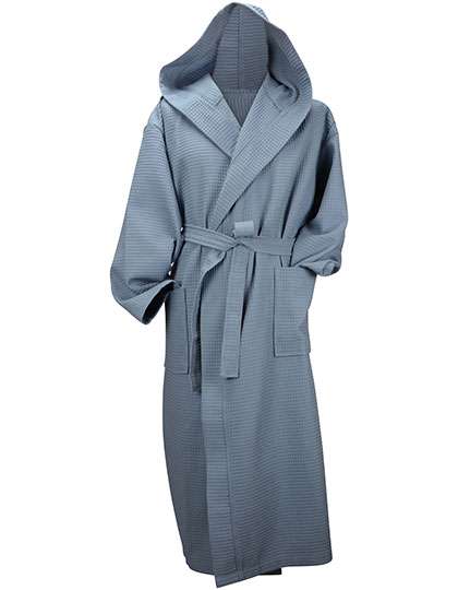 ARTG Robezz® Waffle Bathrobe With Hood Jeans Blue XS (AR028)