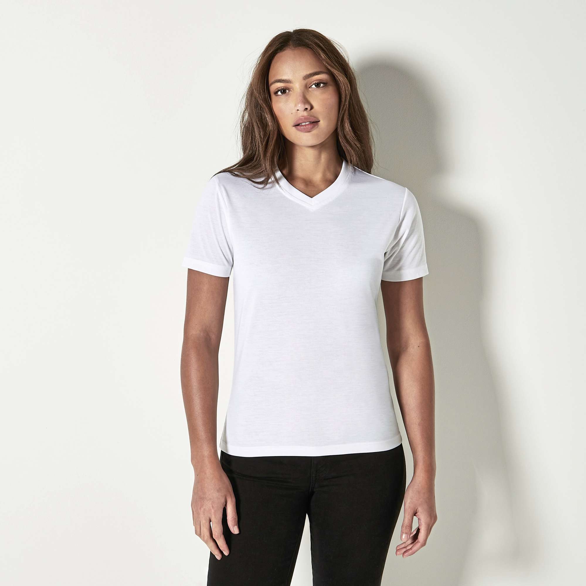 Xpres Women´s Subli Plus® V-Neck T-Shirt White M (12-14) (XP522)