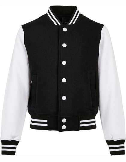 Build Your Brand Kids´ Organic Sweat College Jacket Black/White 110/116 (BY187)