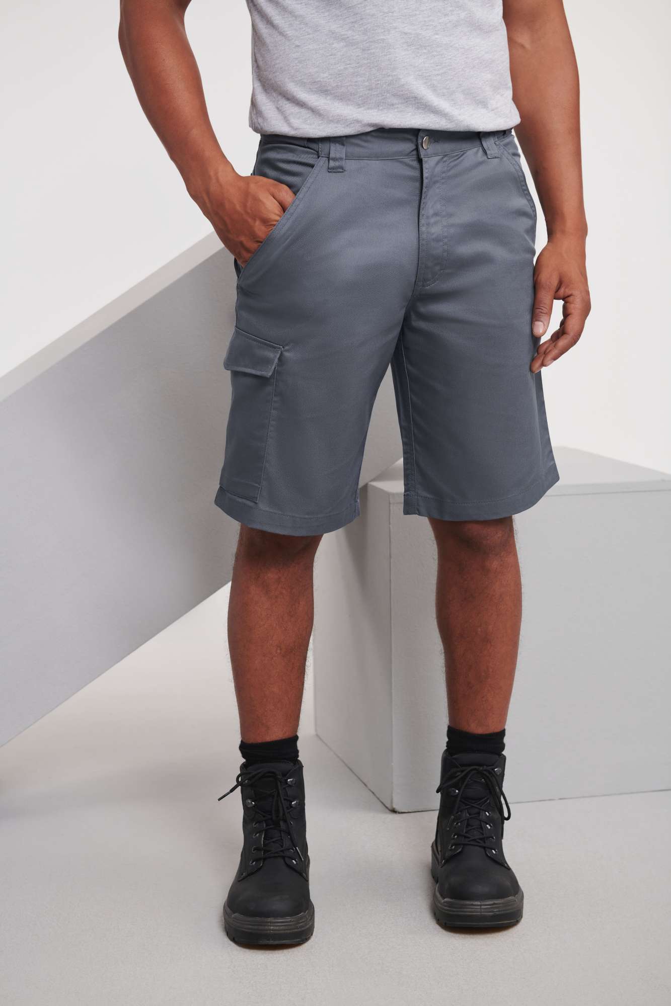 Russell Workwear Polycotton Twill Shorts Convoy Grey (Solid) 42 (Z002)