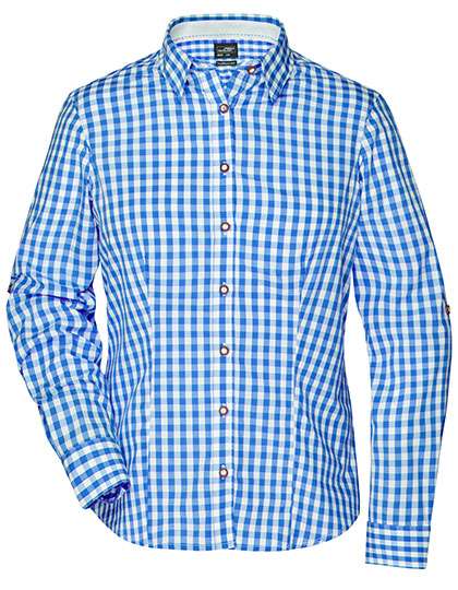 James&Nicholson Ladies´ Traditional Shirt Royal/White XS (JN637)