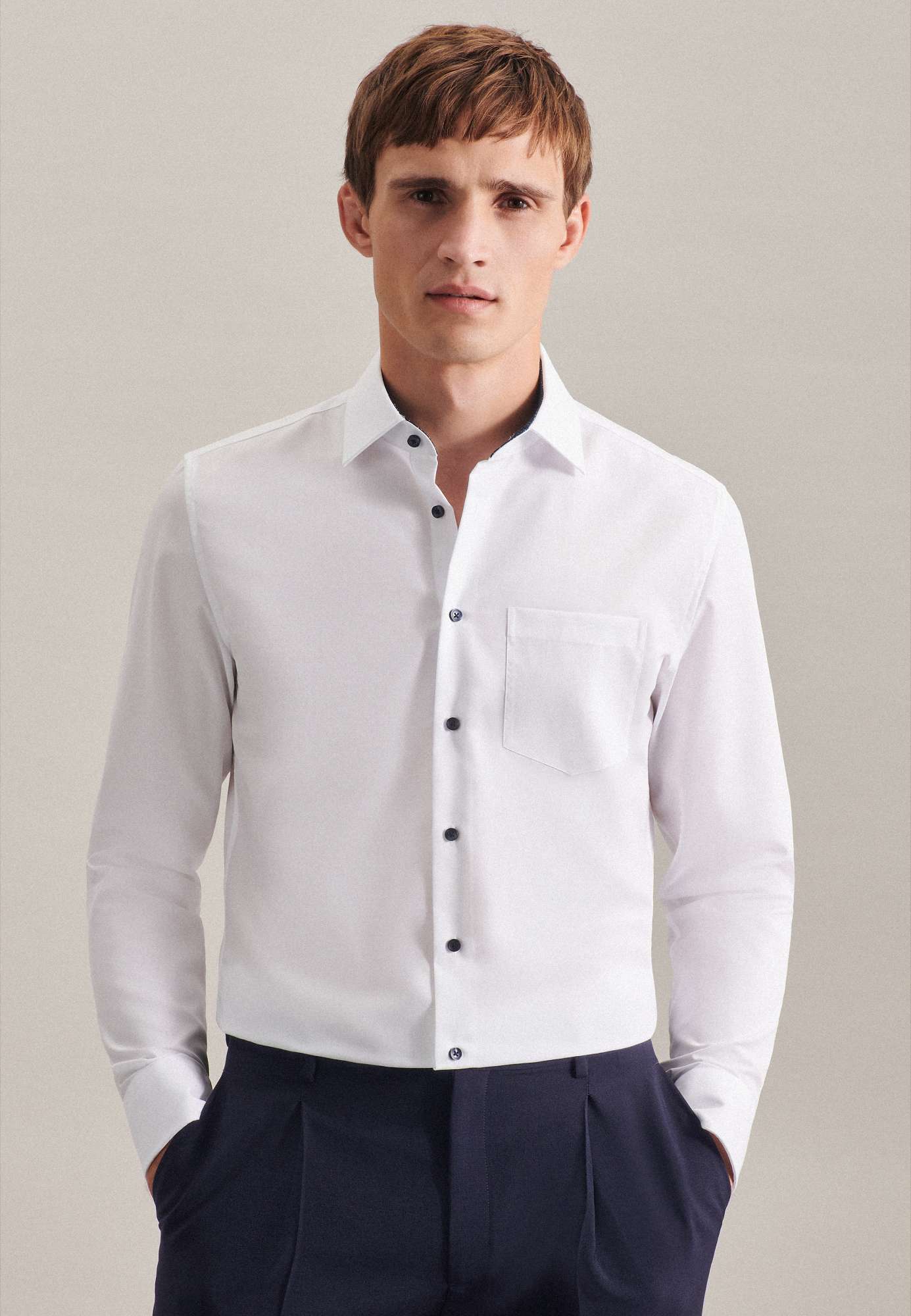Seidensticker Men´s Shirt Poplin Regular Fit Long Sleeve White 45 (SN193690)