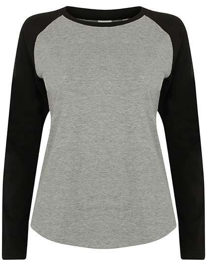 SF Women Women´s Long Sleeved Baseball T Heather Grey/Black M (SF271)