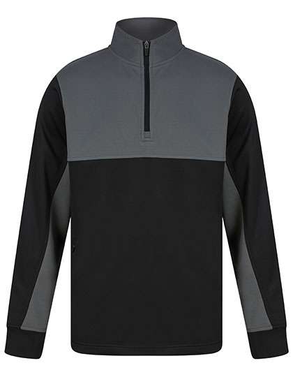 Finden+Hales Adults 1/4 Zip Tracksuit Top Black/Gunmetal Grey L (FH874)