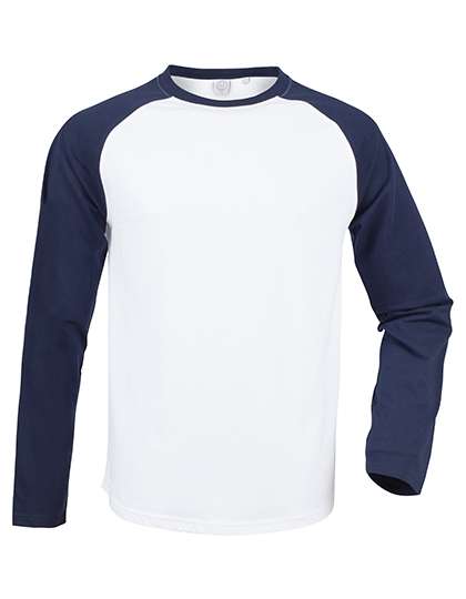 SF Men Men´s Long Sleeved Baseball T White/Oxford Navy XS (SFM271)