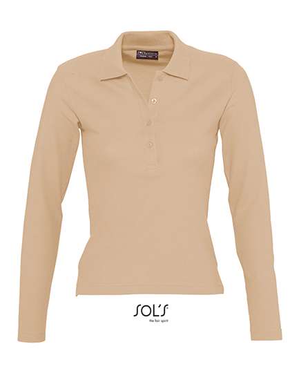 SOL´S Women´s Long Sleeve Polo Podium Sand M (L535)