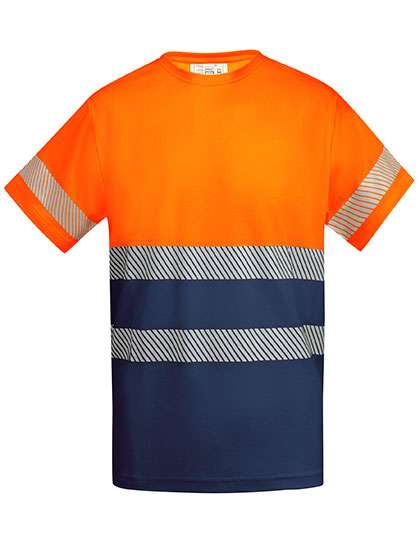 Roly Workwear T-Shirt Tauri Navy Blue 55/Fluor Orange 223 4XL (RY9317)