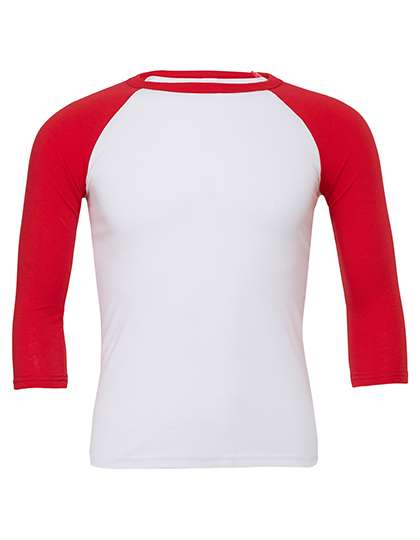 Canvas Unisex 3/4 Sleeve Baseball T-Shirt White/Red L (CV3200)