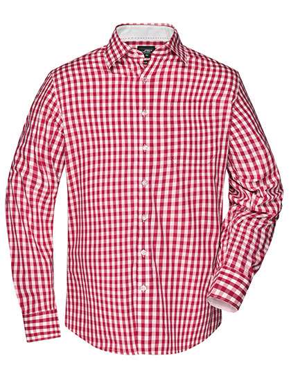 James&Nicholson Men´s Checked Shirt Red/White 3XL (JN617)