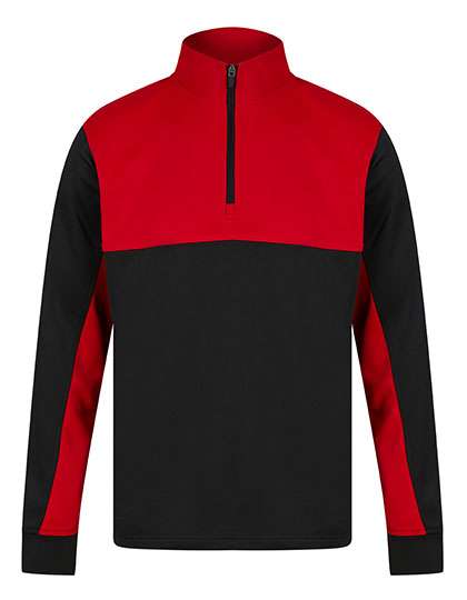 Finden+Hales Adults 1/4 Zip Tracksuit Top Black/Red XXL (FH874)