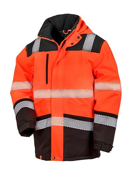 Result Safe-Guard Printable Waterproof Softshell Safety Coat Fluorescent Orange/Black 4XL (RT475)