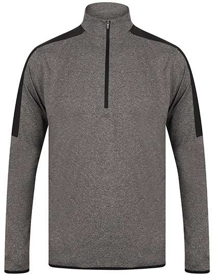 Finden+Hales Adults 1/4 Zip Midlayer With Contrast Panelling Dark Grey Marl/Black M (FH571)