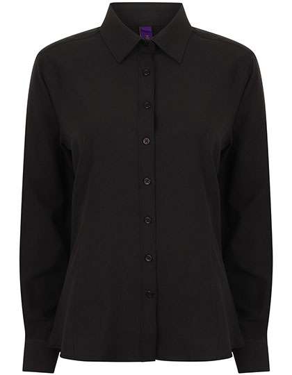 Henbury Ladies´ Wicking Long Sleeve Shirt Black XS (W591)