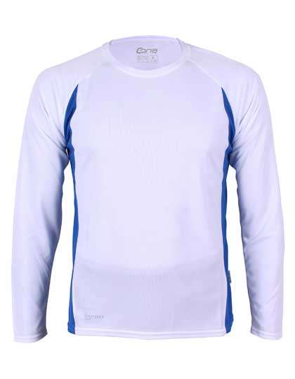 CONA SPORTS Racer Long Sleeve Tech Tee White/Royal Blue XL (CN200)