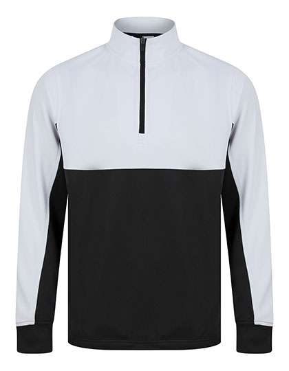 Finden+Hales Adults 1/4 Zip Tracksuit Top Black/White XS (FH874)