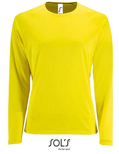 SOL´S Women´s Long Sleeve Sports T-Shirt Sporty Neon Yellow M (L02072)